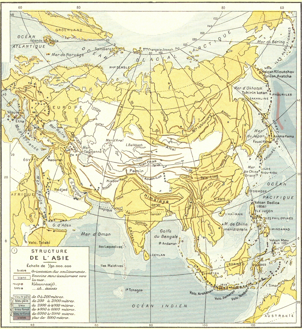 Carte de la structure de l'Asie.