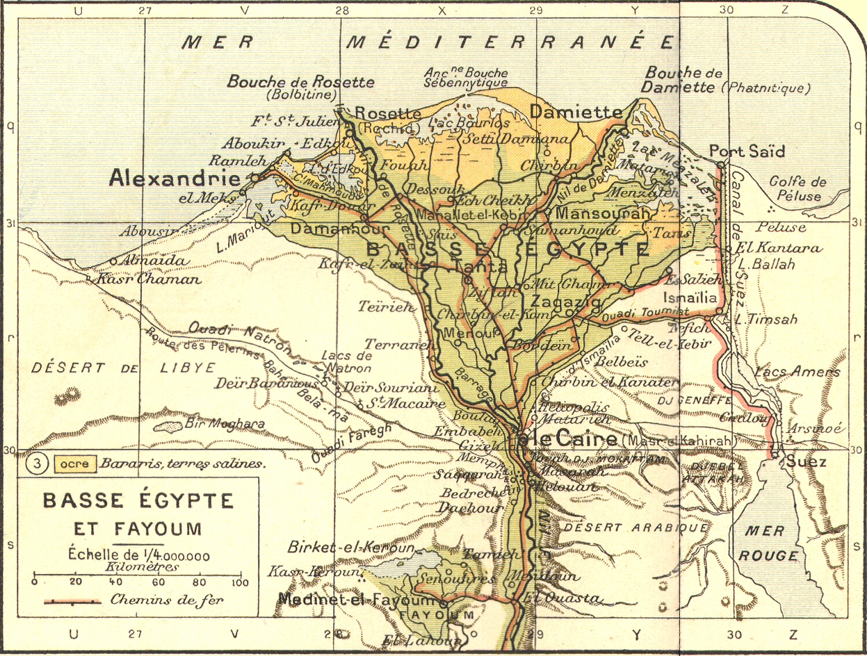 Carte de la Basse gypte et du Fayoum.