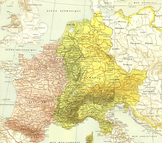 Carte de l'empire de Charlemagne.