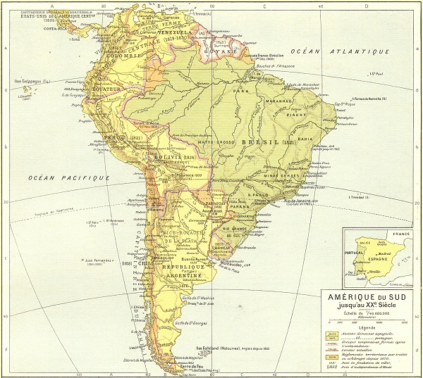 Amérique du Sud jusqu'au XXe siècle.