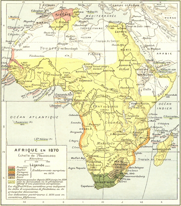 Afrique en 1870.