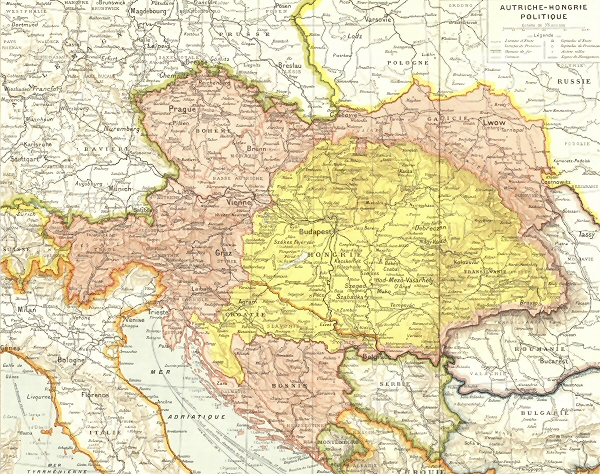 Carte politique de l'Autriche-Hongrie.