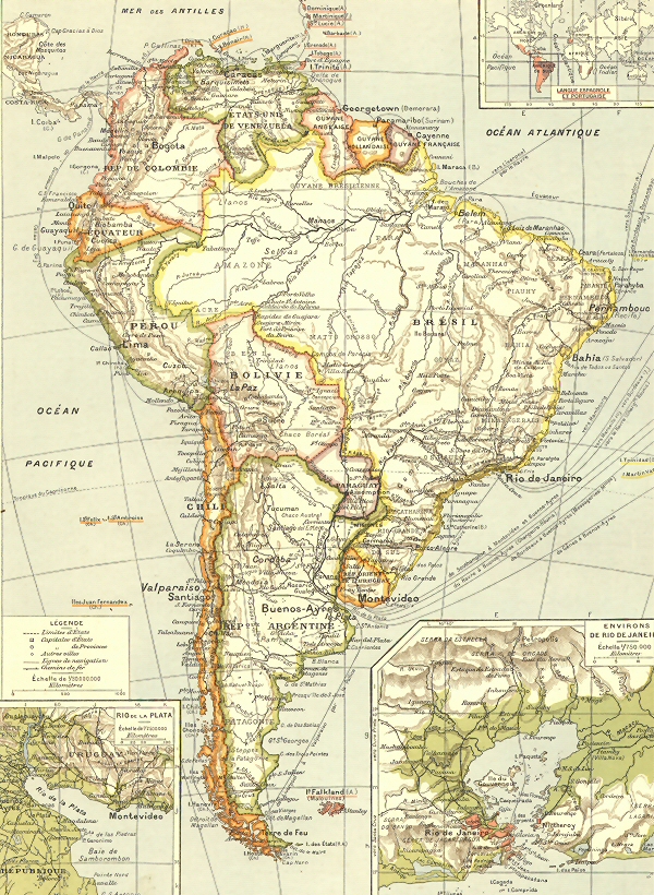 Carte de l'Amrique du Sud.