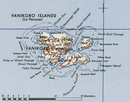 Carte des îles Vanikoro.