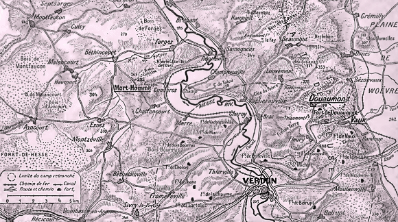 Carte de la bataille de Verdun.