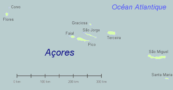 Carte des Açores.
