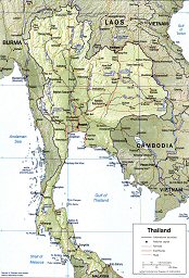 Topographie de la Thaïlande.