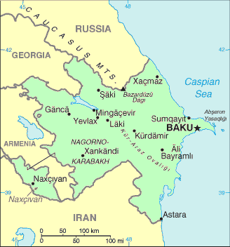 Carte de l'Azerbaïdjan.