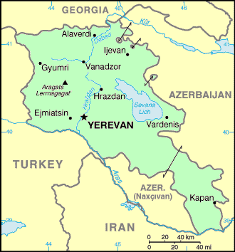 Carte de l'Arménie.