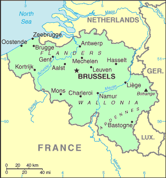Carte de la Belgique.