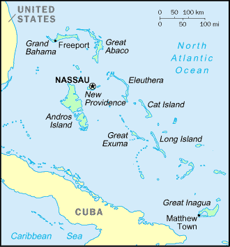 Carte des Bahamas.