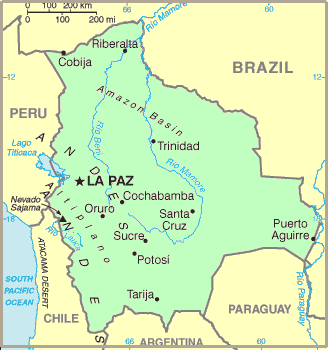Carte de la Bolivie.