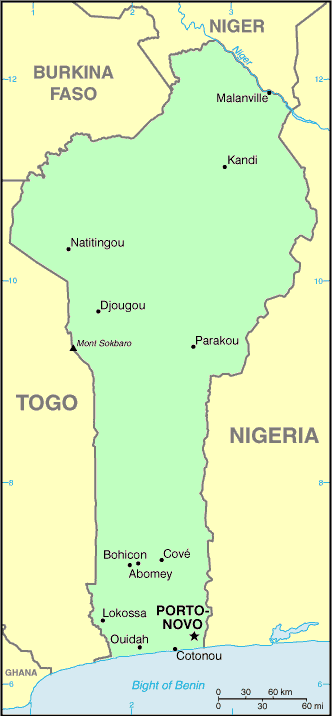 Carte du Benin.