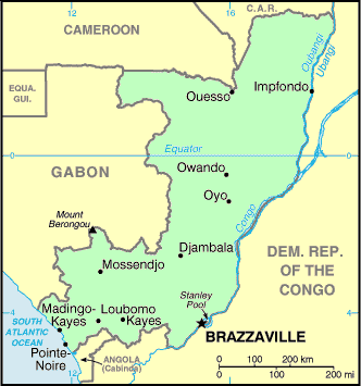 Carte de la République du Congo (Congo-Brazzaville).