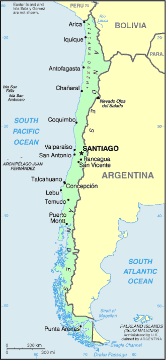Carte du Chili.