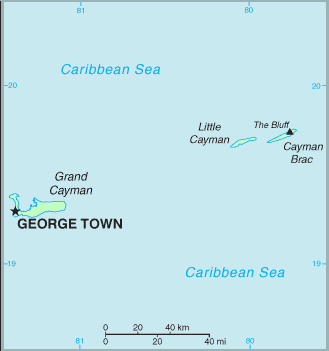 Carte des les Cayman.