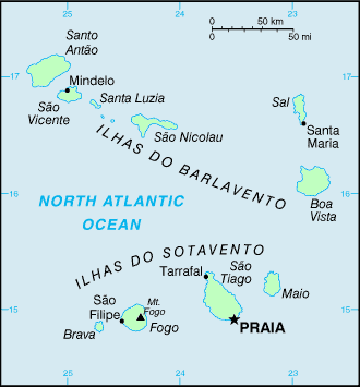 Carte des les du Cap-Vert.
