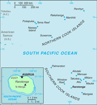 Carte des îles Cook.