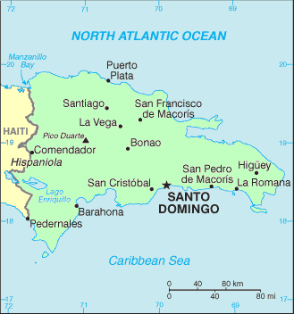 Carte de la Rpublique Dominicaine.