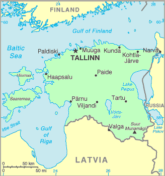 Carte de l'Estonie.