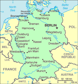Carte de l'Allemagne.