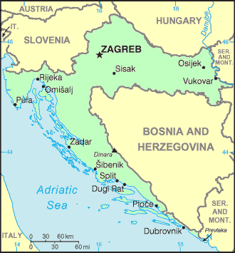 Carte de la Croatie.