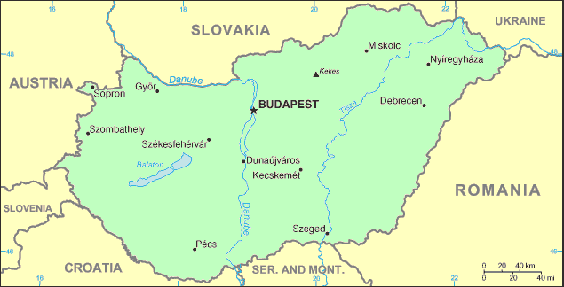 Carte de la Hongrie.