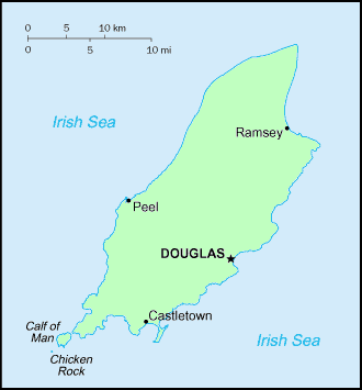 Carte de l'île de Man.