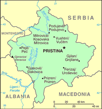Carte du Kosovo.