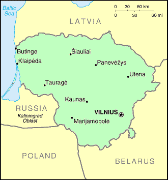 Carte de la Lituanie.