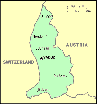 Carte du Liechtenstein.