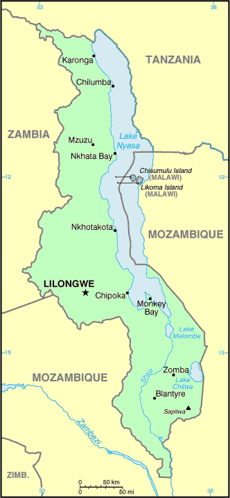 Carte du Malawi.