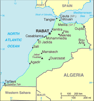 Carte du Maroc.