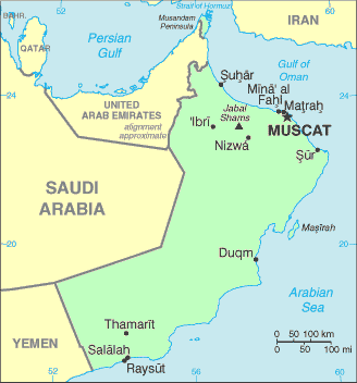 Carte de l'Oman.