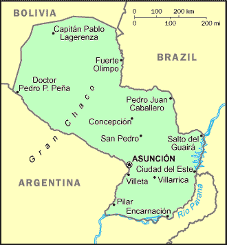 Carte du Paraguay.