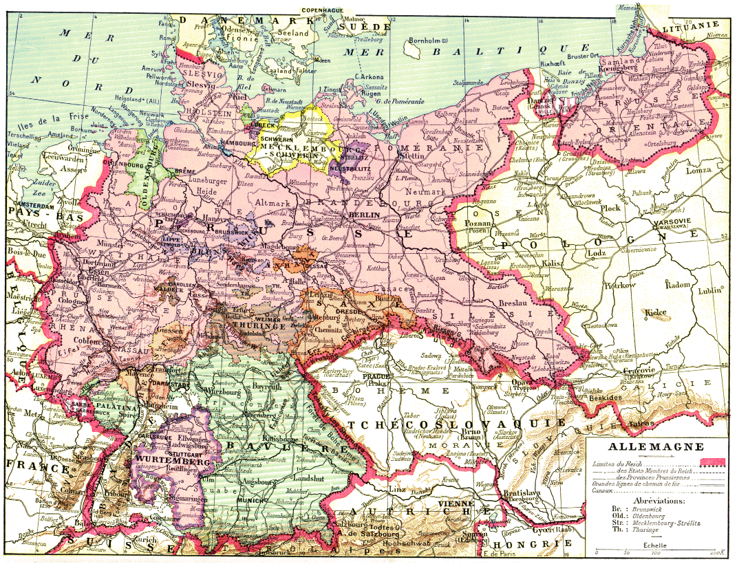 carte de l'Allemagne vers 1920