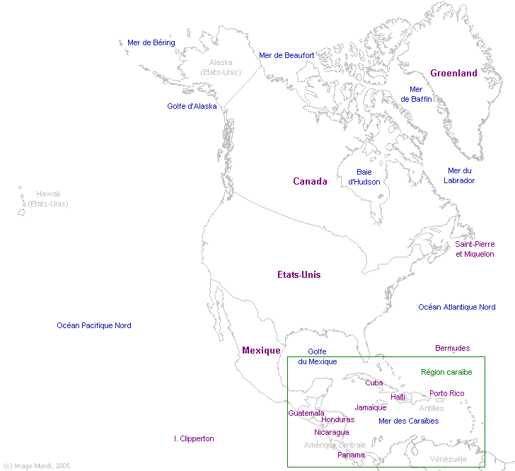Carte de localisation des pays d'Amrique du Nord