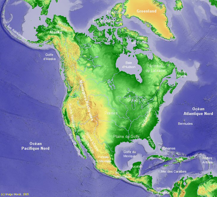 Carte de l'Amrique du Nord