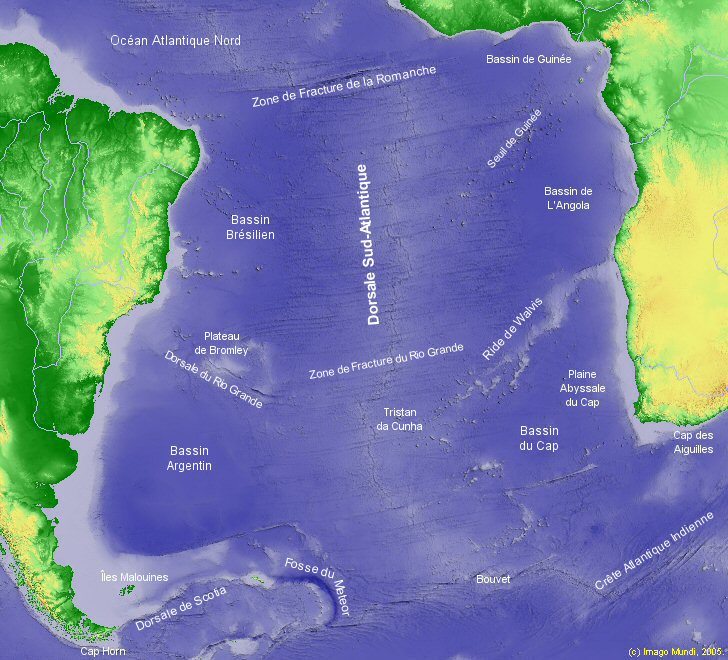 Carte de l'Ocan Atlantique Sud