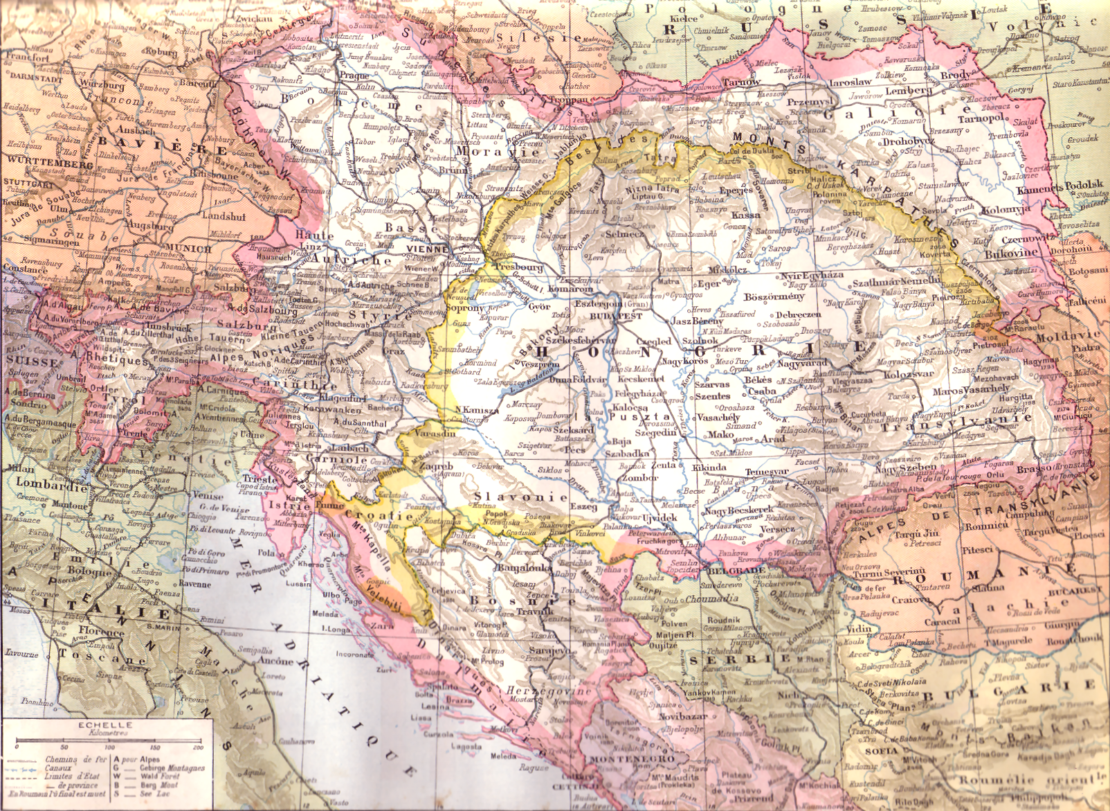 Carte de l'empire austro-hongrois vers 1900.