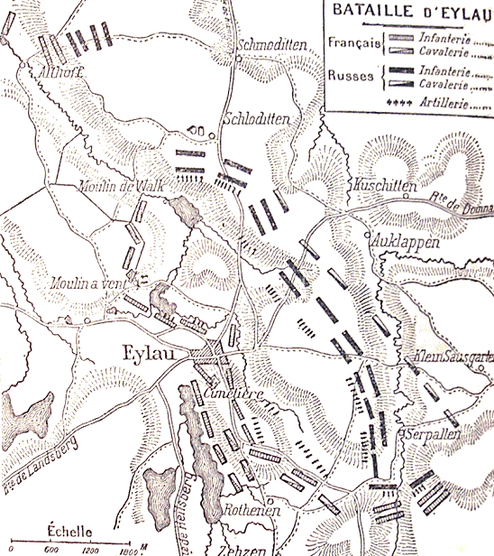 Plan de la bataille d'Eylau.
