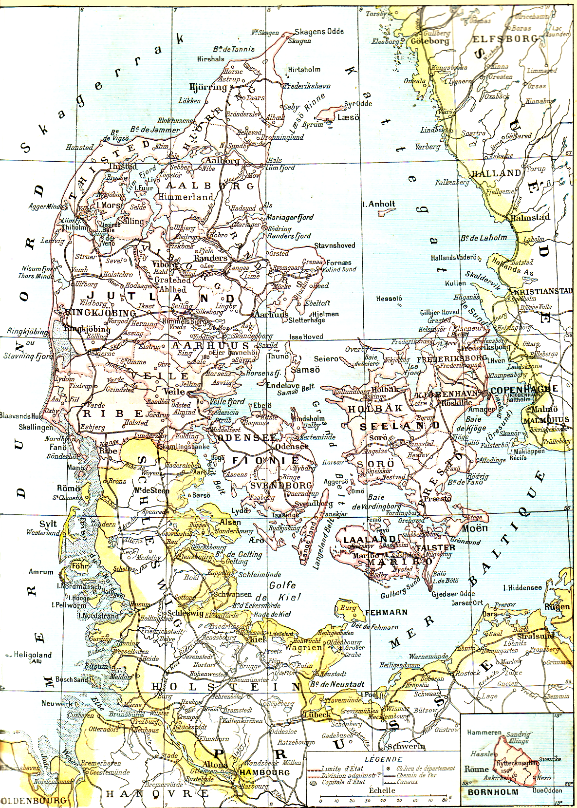 Carte du Danemark.