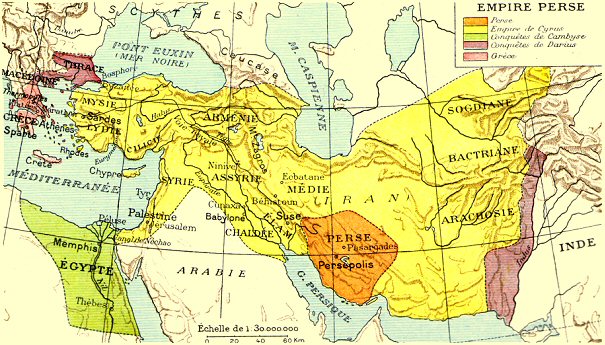 Carte de l'Empire perse sous les Achéménides.