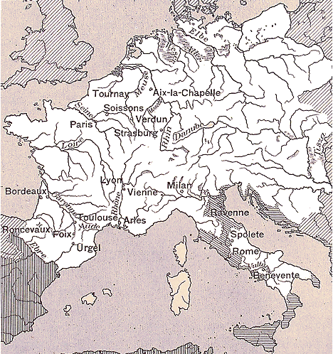 Carte de l'Empire de Charlemagne.
