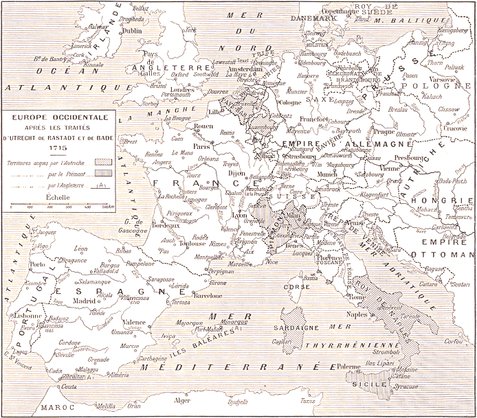 Carte del l'Europe en 1715.