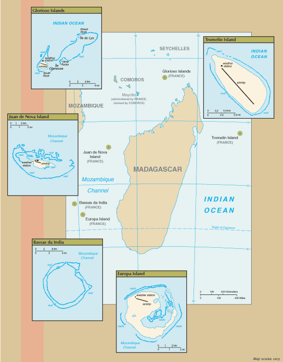 Carte des îles éparses.