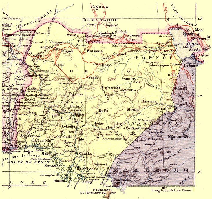 Carte du Nigria vers 1900.