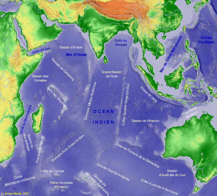Carte de l'Ocan Indien