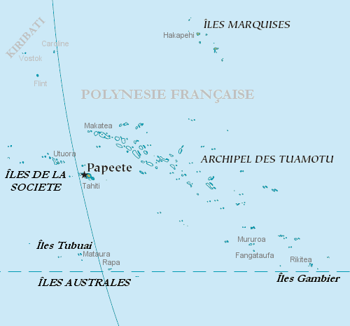 Carte de la Polynésie française.