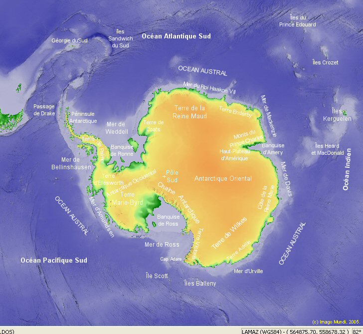 Carte de la rgion Antarctique